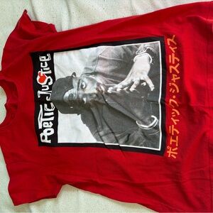 Tupac Red Graphic Tee with Portrait Print